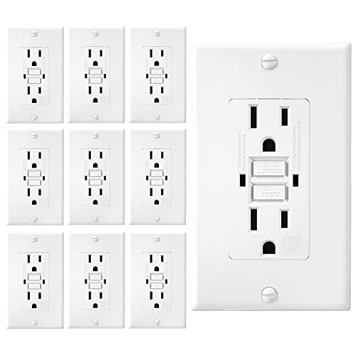 GFCI White Outlet Receptacle, Weather Resistant GFCI Outlet 15 Amp/125