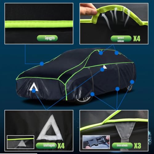 Cowtcver Car Hail Protection Cover, Outdoor Car Hail Protection Garage with Separate Sunshade, Car Cover for Protection from Hail, Sun and Rain (Saloon 470-490cm)