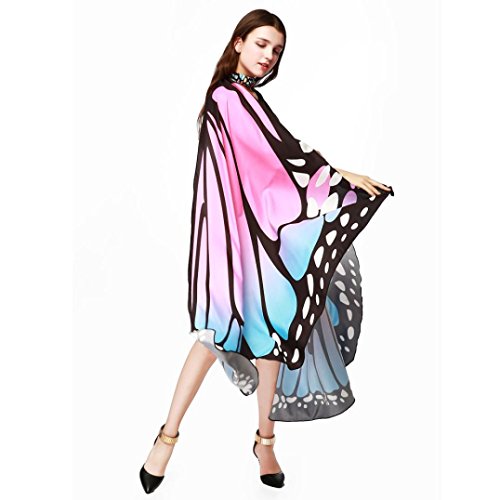 VESNIBA Christmas Party/Thanksgiving Day Prop Soft Fabric Butterfly Wings Shawl Fairy Ladies Nymph Pixie Costume Accessory (168X135CM, B-Pink) - Thumbnail 2