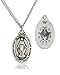Men's Oval Sterling Silver Miraculous Medal + 24 Inch Rhodium Plated Chain & Clasp