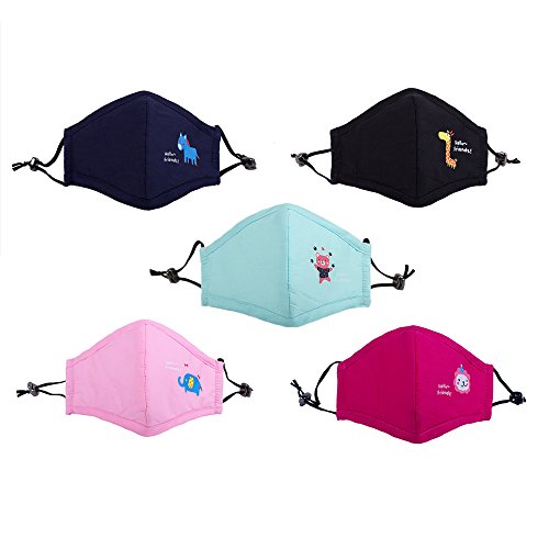 Ligart Kids Anti Pollution Mask with Activated Carbon N95 Filters Dust Mask Filtration Exhaust Gas Anti Pollen Allergy PM2.5 Air Filter Mask for Outdoor Activities 5Pcs