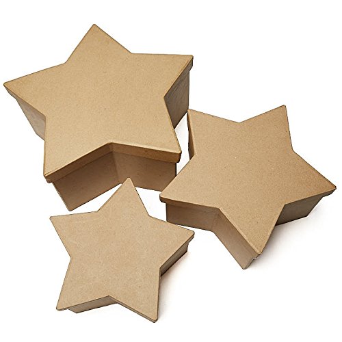 Factory Direct Craft Handcrafted Paper Mache Large Star Boxes - 3 Boxes