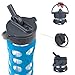 Lifefactory 16-Ounce BPA-Free Glass Water Bottle with Straw Cap and Silicone Sleeve, Ocean Blue