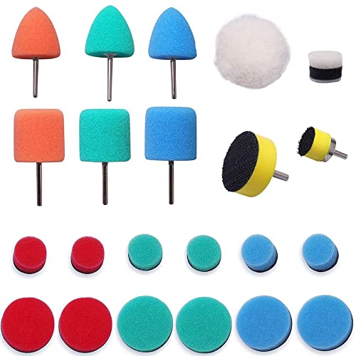 Photo 1 of SI FANG 22 Pcs Mini Buffing Polishing Pads Kit, Car Details Mini Polisher Foam Pads for Drill Rotary Tool Buffer Tight Area Detailing Paint Polish Waxing & Glaze, Interior Headlight Door Handles