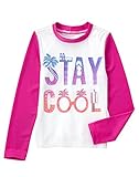 Gymboree Big Girls' Long Sleeve Stay Cool Rashguard Top, Neon Magenta Shazam, M