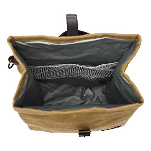 Insulated Waxed Canvas Lunch Bag, Adjustable Shoulder Strap and Handle, Water Resistant (Brown