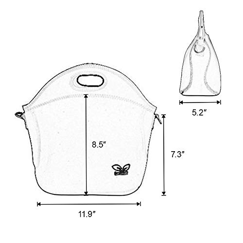 Neoprene Lunch Tote Washable Lunchbox Bag, Non-toxic Insulated Lunch Bag with Shoulder Strap Extra Pocket (Beige N2) for School Office Picnic Gym, by F40C4TMP - Thumbnail 3