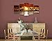 Yin Art 5-Panel Split Canvas Print-African Sunset Landscape with Wild Animals Giraffes Elephants-Framed Wall Art Ready to Hang