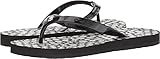 Coach Women's Flip-Flop Black/Chalk Floral Rubber 7
