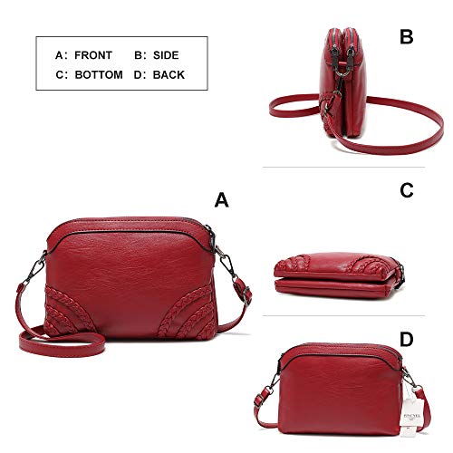 Crossbody Bag for Women Small Leather Phone Purse Wallet Shoulder Bag Trendy Ladies Wristlet Clutch (Red b) - Thumbnail 3