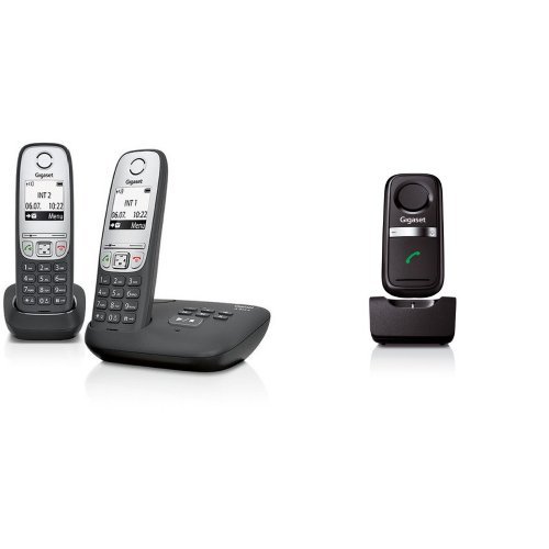 Gigaset A415 A Duo Dect-Schnurlostelefon mit Anrufbeantworter, incl. 1 zusätzlichem Mobilteil, schwarz, mit L410 Freisprech-C