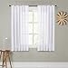 MRTREES Sheer Curtains White 45 inches Long Kitchen Curtains Sheers Basement Short Curtains Living Room Small Curtain Bedroom Voile Window Curtain Panels Rod Pocket 2 Panels