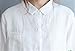 Yesno Q18 Women Long Button-Down Shirts Blouses Dress Casual Loose Fit Ink Painting 100% Linen Highly Split Sides,White,X-Large
