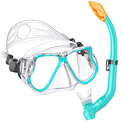 Karvipark Dry Snorkel Set, Anti-Fog Scuba Snorkelling Packages, Panoramic Wide View Snorkelling Goggle, Professional Snorkelling Gear for Adults