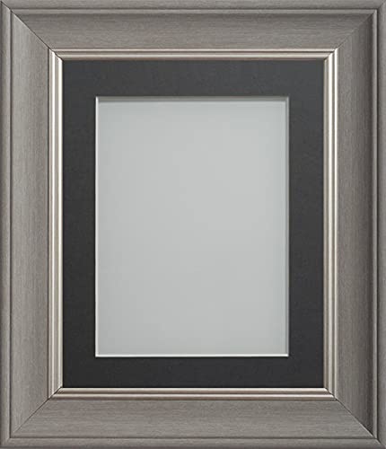 Frame Company Drummond Gunmetal Grey Photo Frame, Grey Mount, 6x4 for 4x3 inch, fitted with perspex
