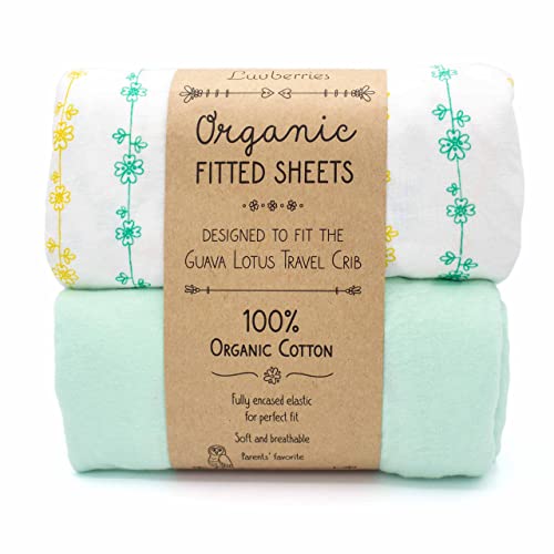 100 Organic Cotton Sheets for The Guava Lotus Travel Crib (Set of 2