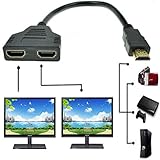 ZY HDMI Male to Dual HDMI Female 1 to 2 Way HDMI Splitter Adapter Cable for HDTV, Support Two TVs at The Same Time, Signal One in, Two Out(Black)