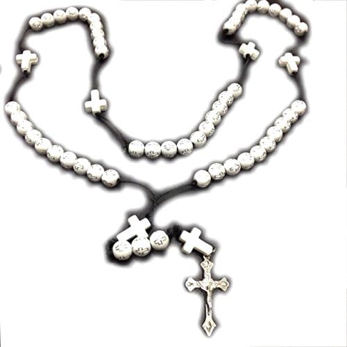 Rosary Chain Beads Catholic Rosary White Colour 5 mm Beads by Tech Fashion