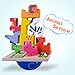 Gamenote Jumbo Wooden Shape Sorter Animals Bus with Puzzle Jigsaw and Seesaw Game - Educational Pull Push Truck Toys for Toddlers and Baby (Need to Assemble)(Colorful)