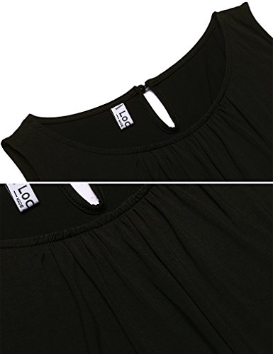 Locryz Women's Casual Plain Sleeveless Simple Tshirt Loose Blouse Top (L, Black) - Thumbnail 5