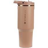 HydroJug Sport - Stainless Steel Tumbler with Straw, Vacuum Insulated, 40oz Leakproof Water Bottle, Ergonomic Design, Reusable, Dishwasher Safe, Rubber Base, Durable for Gym or Outdoors, Caramel