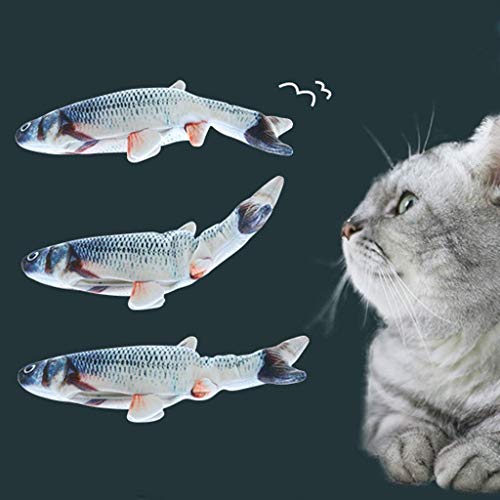 Dragon Honor Realistic Plush Simulation Electric Doll Fish, Funny Interactive Pets Chew Bite Supplies for Cat/Kitty/Kitten Fish Flop Cat Toy Catnip Toys - Perfect for Biting, Chewing and Kicking (B) - Thumbnail 3