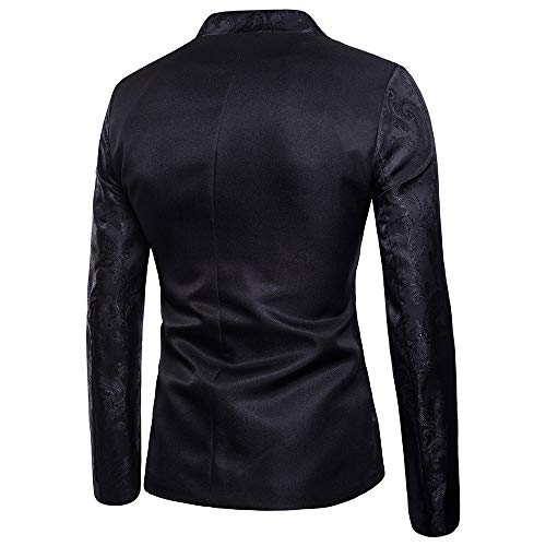 Fashion Charm Casual One Button Fit Suit Blazer Coat Jacket Top Men Black