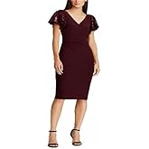 Lauren Ralph Lauren Womens Faux Wrap Sequined Cocktail Dress