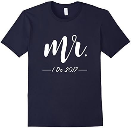 Mens Just Married Engagement Mr. Tshirt Medium Navy