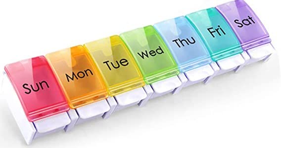 Ved Pill Boxes 7 Day Portable Storage Box Weekly Organizer to Hold Vitamins, Medicine Storage Box for Vitamins, Supplements and Medication for Travel Work