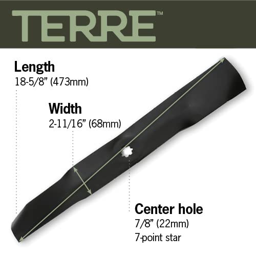 Terre Products, 3 Pack Medium Lift Lawn Mower Blades, 54 Inch Deck