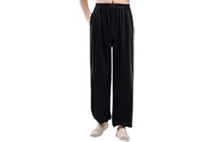 Ciyuann Men Tai Chi Practice Home Pants, Black, Large