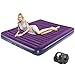 Queen Air Mattress, Inflatable Single High Airbed for Guests, Blow up Raised Air Bed for Camping with Electric Air Battery Pump, Purple