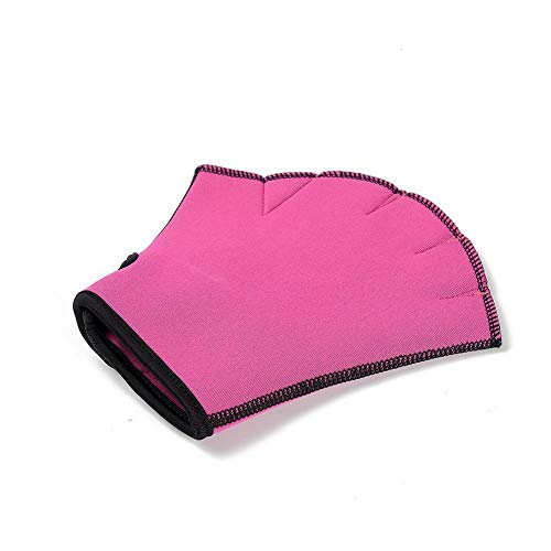 Easyinsmile Swimming Gloves Swimming Hand Paddles Swim Training Gloves Fingerless Webbed Water Resistance Aqua Fit 1 Pair (Fuchsia)