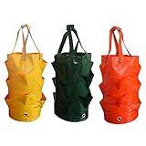 Strawberry Planter, 3 Pack 3 Gallon Strawberry Herb Gardening Grow Bag Planter with 16 Openings on The Side for Harvesting