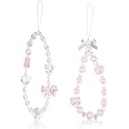thumbnail image 2 of Butterfly Cell Phone Charm Phone Wrist Strap Beaded, Pearl Cute Flower 2 of 11
