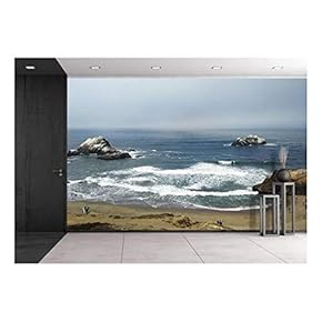 Top View of Sea Shore - Removable Wall Mural | Self-Adhesive Large Wallpaper - 66x96 inches