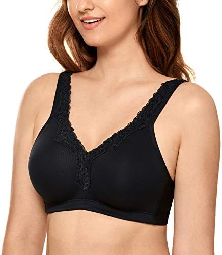 CALVENA Women's Lace Plus Size Full Coverage Non Padded Comfort Cotton Wirefree Bra