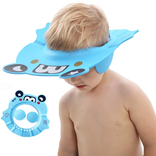 Baby Shampoo Shower Bathing Cap, Adjustable Shower Cap Kids, Infants Soft Protection Funny Safety Visor Cap for Toddler Children (Blue) - Thumbnail 6