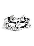 GUESS Women's Silver-Tone and Faux-Leather Friendship Bracelet