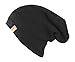 Black Reversible Winter Knit Slouchy Beanie Hat – Hipster Unisex Knitted Cap