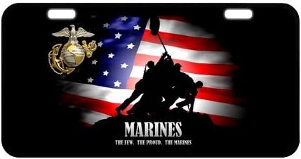 11.8" X 6.1" Durable License plate, Metal personalized car tag, USMC United States Marine Corps Emblem and American Flag car tag (2 Holes)