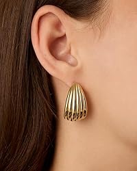 PAVOI 14K Yellow Gold Plated Chunky Seashell Drop