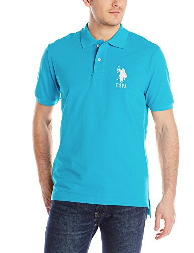 U.S. Polo Assn. Men's Solid Pique Polo Shirt, Tropical Teal, Medium