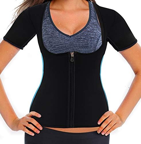 Women Neoprene Sauna Sweat Waist Trainer Vest for Weight Loss Gym Workout Body Shaper Tank Top Shirt with Zipper