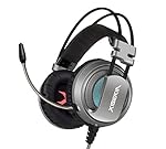 XIBERIA V10 USB Surround Sound Gaming Headset Noise Isolation Wired Over Ear Stereo Headphones with Microphone and Volume Control LED Light for PC / Laptop - (Gray/Black)