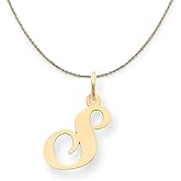 The Black Bow 14k Yellow Gold, Ella Med Fancy Script Initial S Necklace