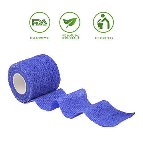 MUEUSS Self Adhesive Bandage Tape Vet Wrap Self Adherent Cohesive Bandages First Aid Wrap Waterproof Non-Woven Elastic Bandage for Animals Pet Sports Supply FDA Approved 24 Rolls, 2 inches x 5 Yards