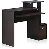 Furinno 12095DWN Econ Multipurpose Home Office Computer Writing Desk w/Bin, Dark Walnut Dark Walnut