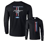 Fair Game Mustang Symbol Stripe Long Sleeve Shirt Black-Large